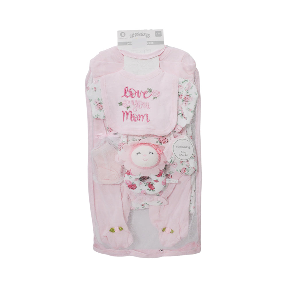 BABY 8PC GIFT SET HANGER PINK IR-25 3-6M S.9304