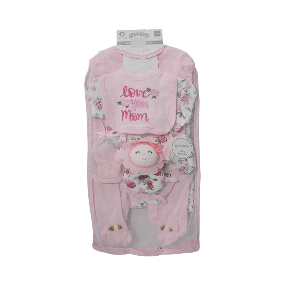 BABY 8PC GIFT SET HANGER PINK IR-25 3-6M S.9304