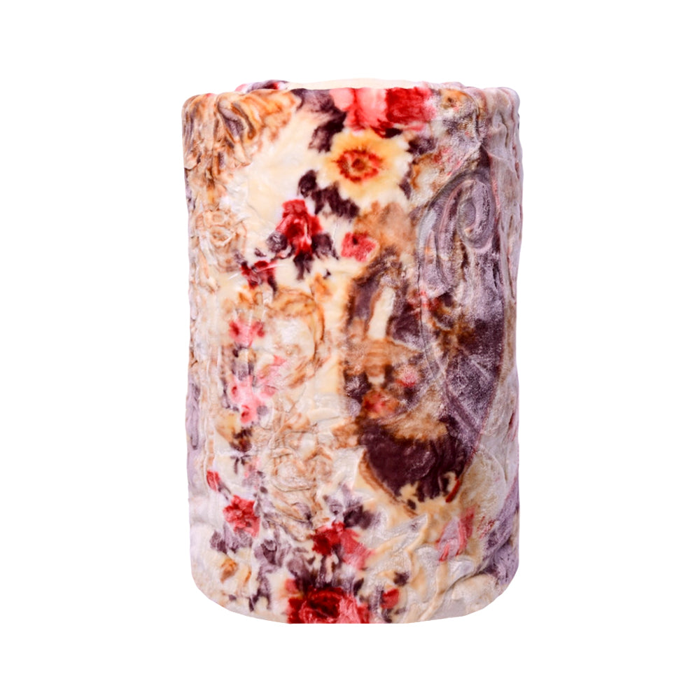BLANKET IMBOSSED PRINTED IR 2 PLY BEIGE 200X240