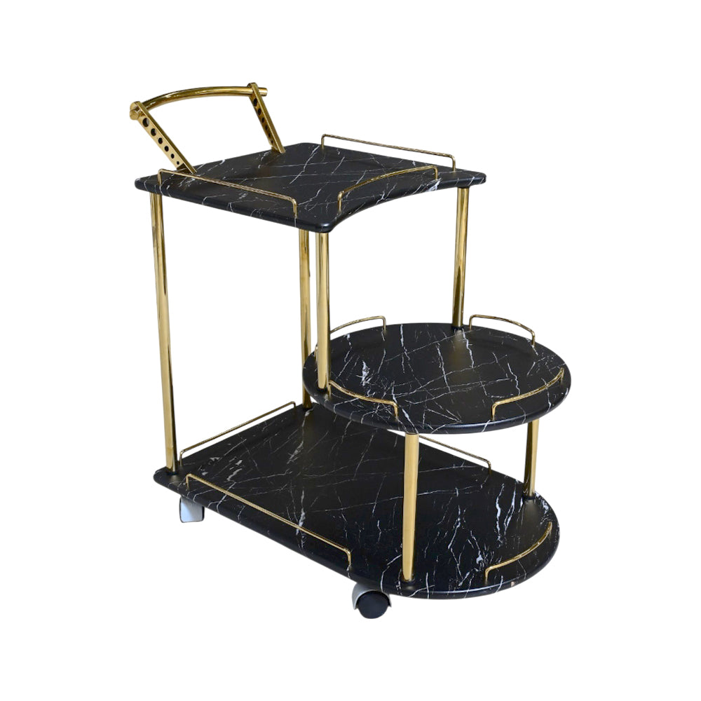TEA TROLLEY 3 SHELF BAGGI-201 BLACK MARBLE E-18