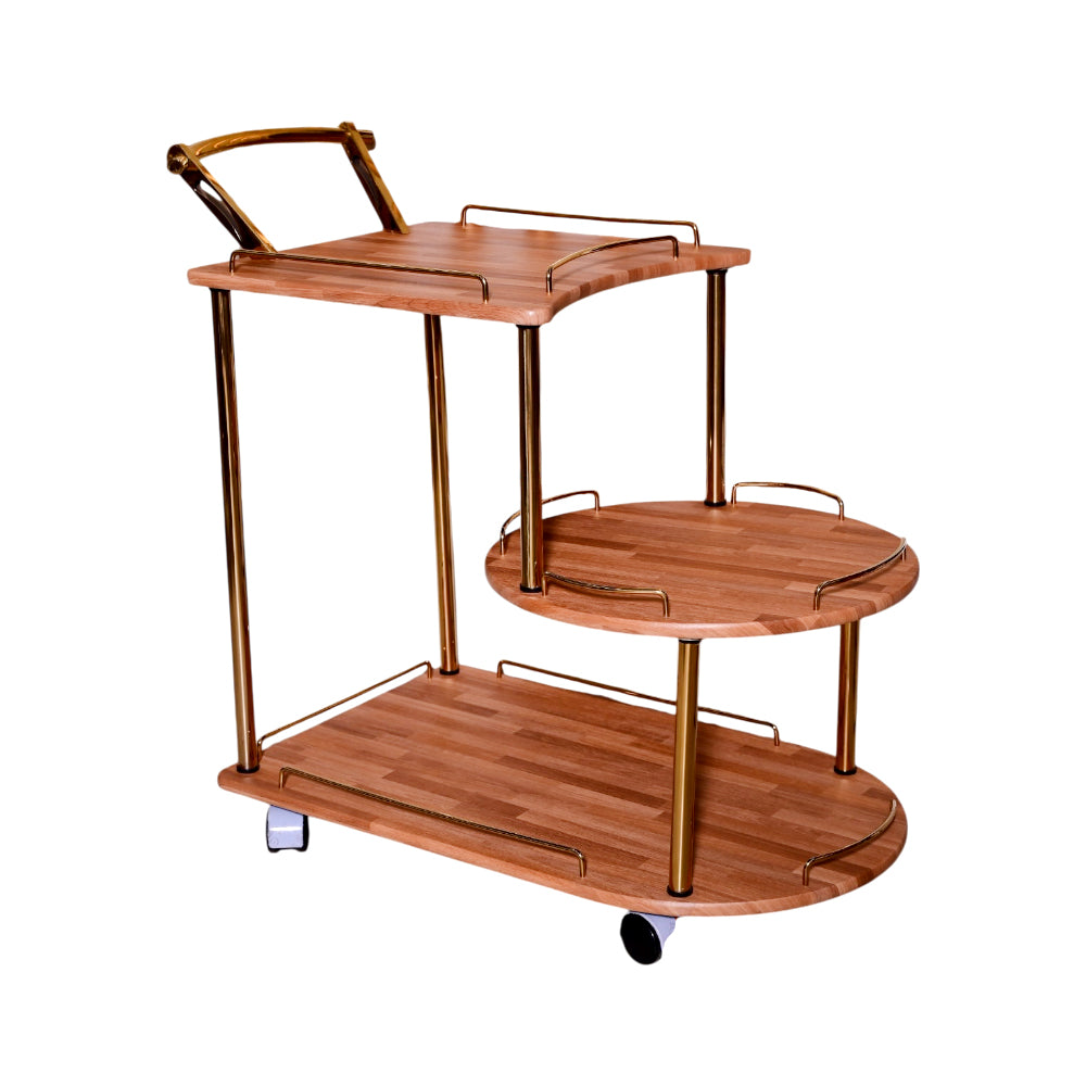 TEA TROLLEY 3 SHELF BAGGI-201 BRICK WOOD E-25