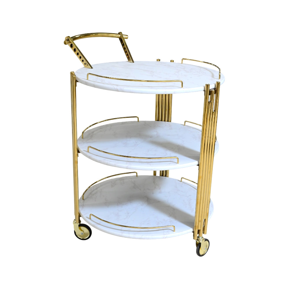TEA TROLLEY DELUXE-510 WHITE MARBLE-E02
