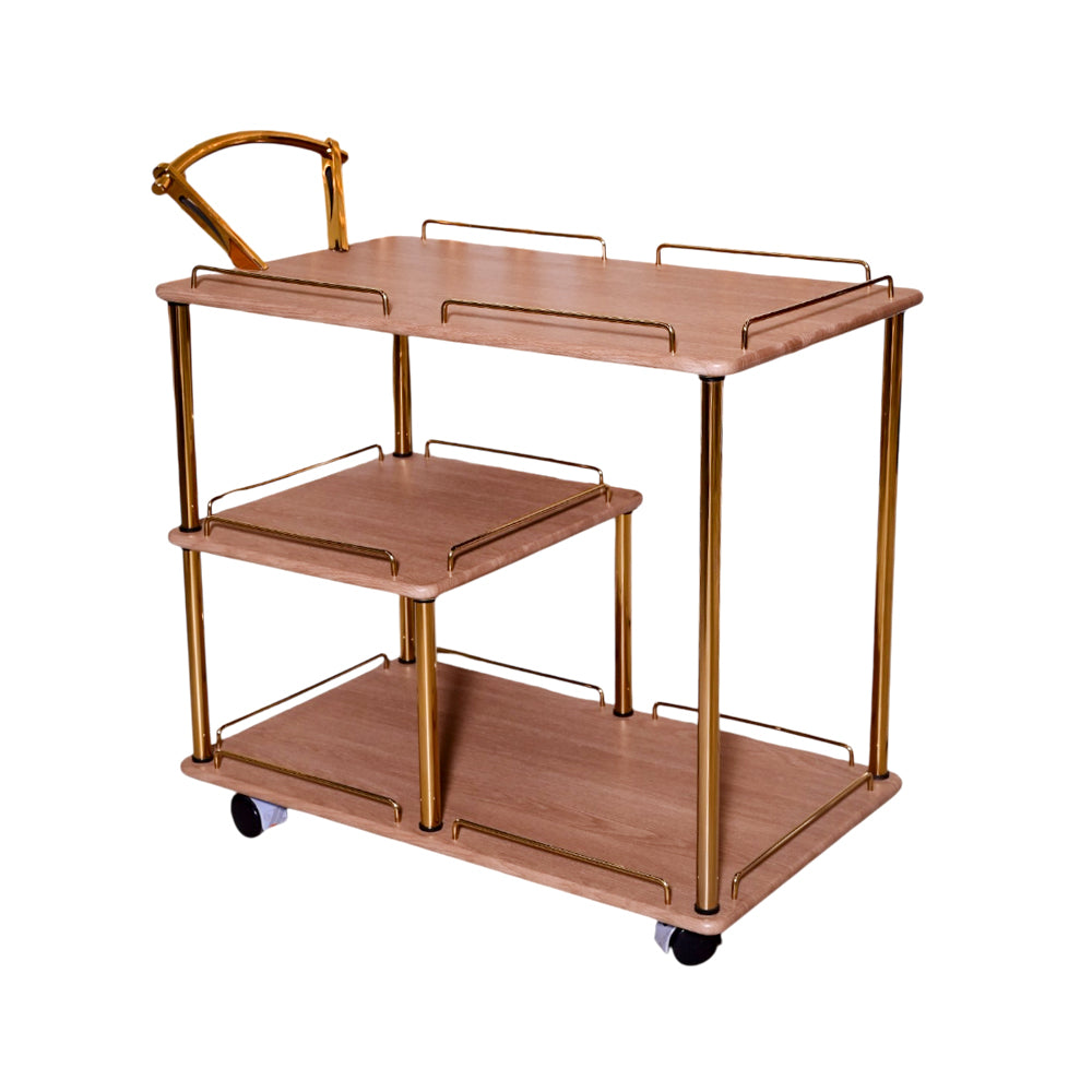 TEA TROLLEY 3 SHELF NEW STATE-908 TEXTURE WOOD E-08