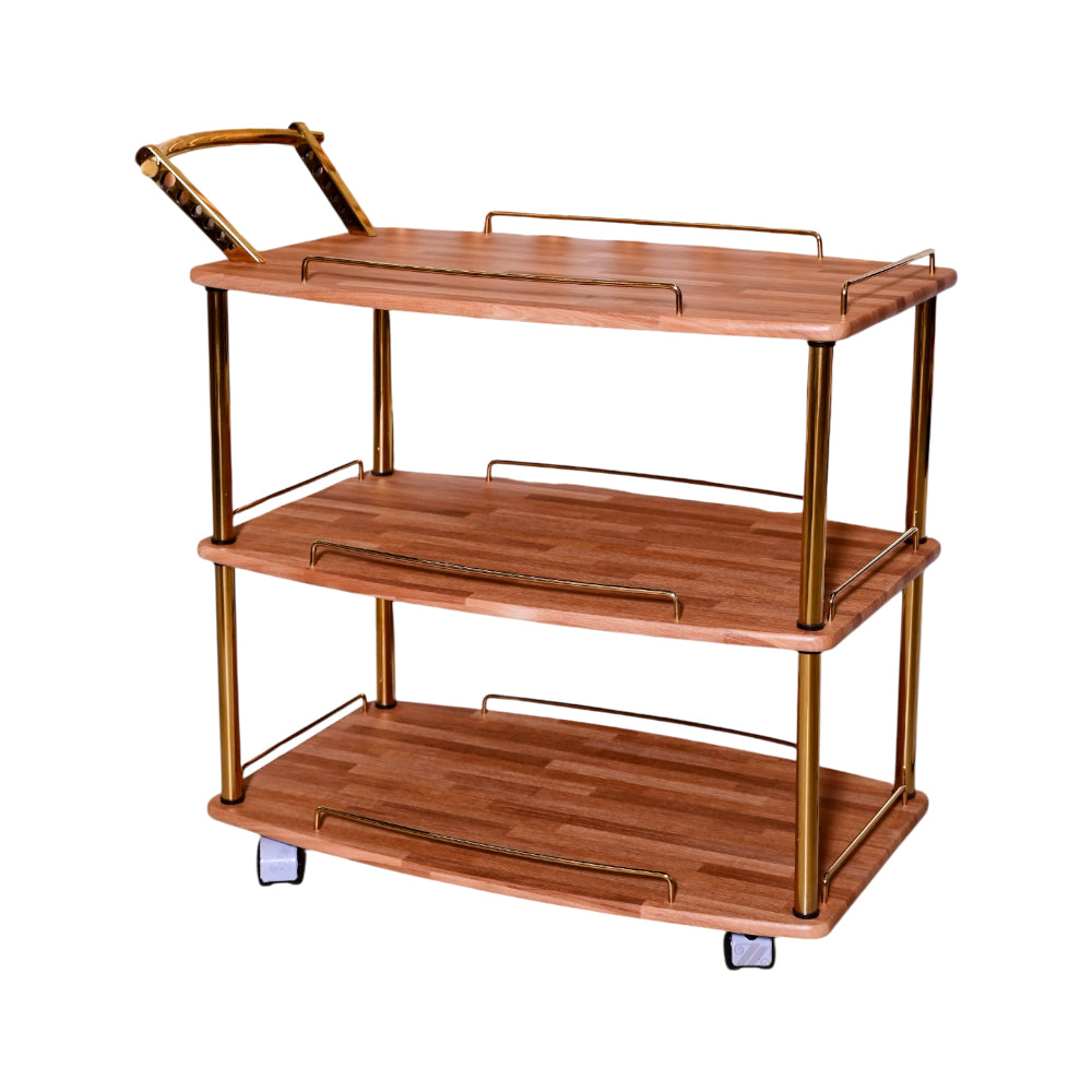TEA TROLLEY 3 SHELF STATE-117 BRICK WOOD E-25