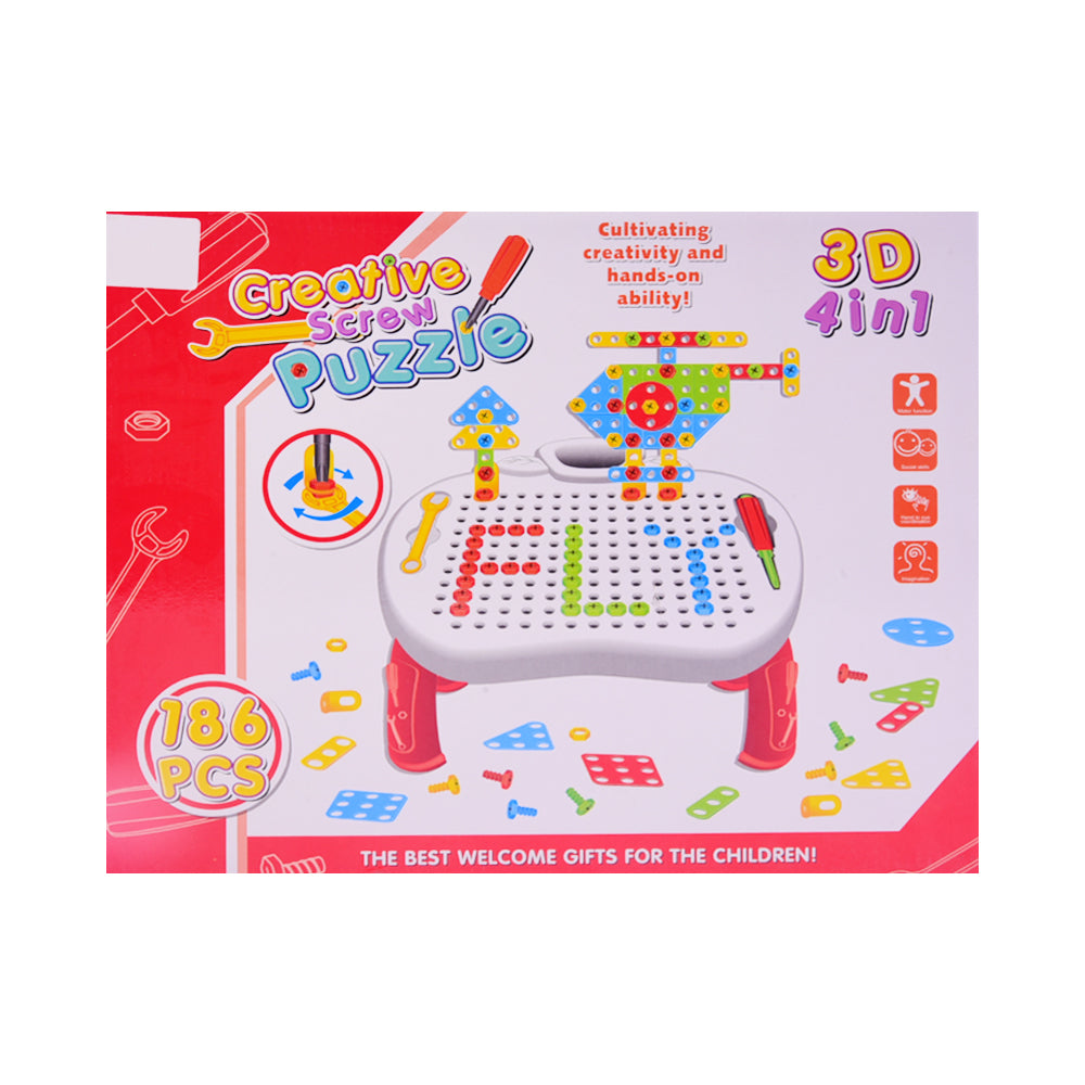 666-23 3D CREATIVE SCREW PUZZLE TABLE 4IN1 187PCS