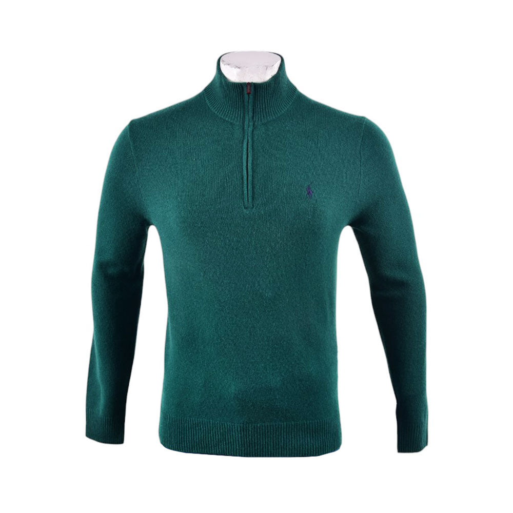 RL MEN L/S H-ZIPPER SWEATER 482010 GRN L (IRW)