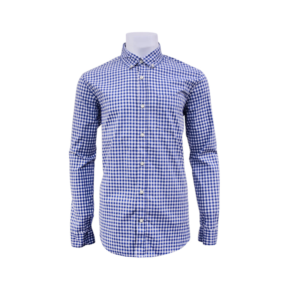 GAP MEN L/S BUTTON DOWN SHIRT 888323-081 BLU/WHT L (IR)