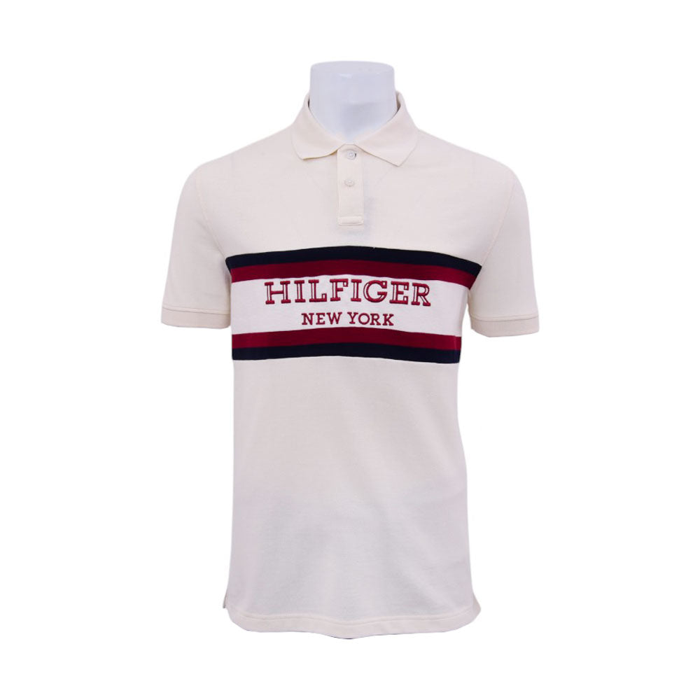 TH MEN S/S POLO SHIRT 78JB579-100 WHT L (IRS)