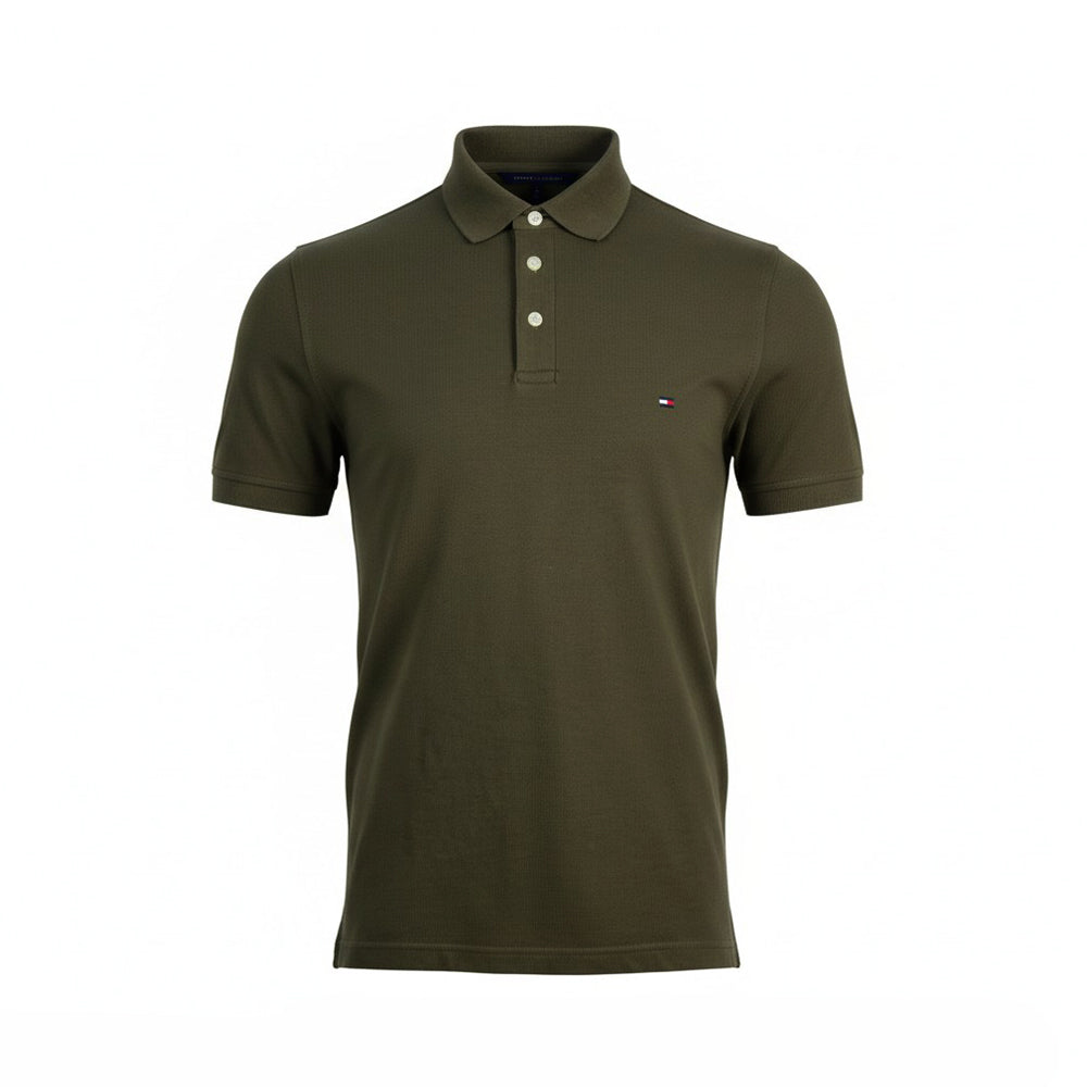 TH MEN S/S POLO SHIRT 78JA598-701 GRN M (IRS)