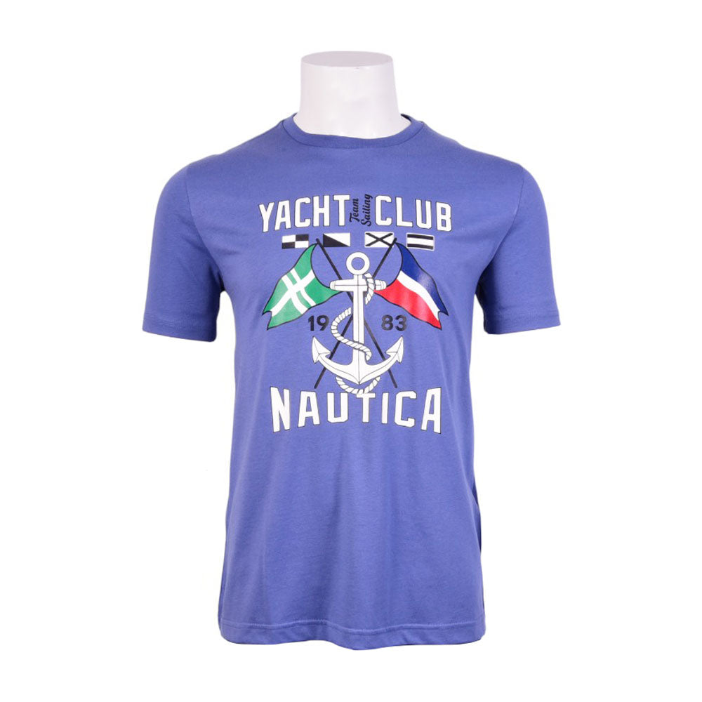 NAUTICA MEN S/S R.NECK SHIRT VR4814 BLU L (IRS)