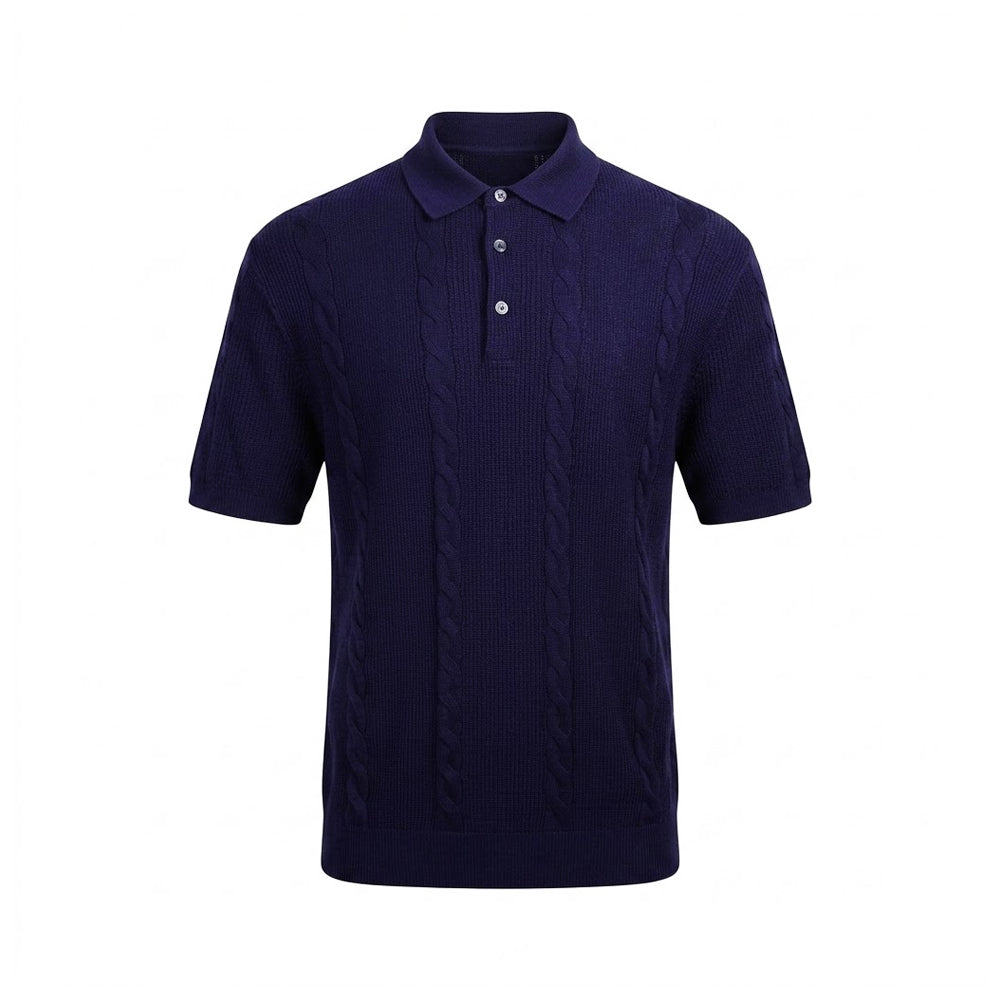 TH MEN S/S POLO SHIRT XM0342-AWS NVY L IRS