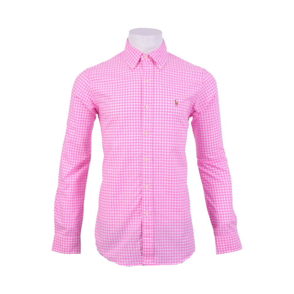 RL MEN L/S BUTTON DOWN SHIRT 021005 WHT/PINK L (IR)