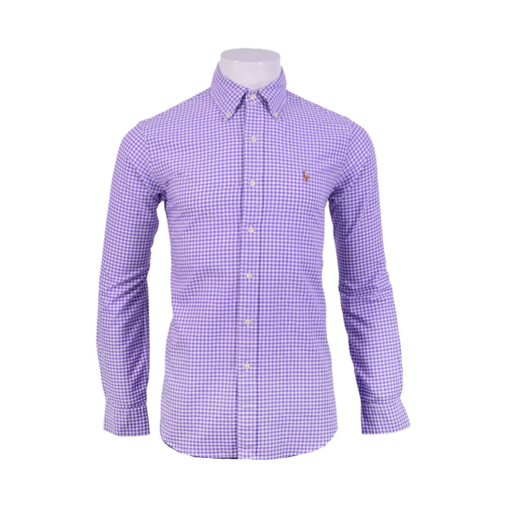 RL MEN L/S BUTTON DOWN SHIRT 021018 WHT/PRPL L (IR)