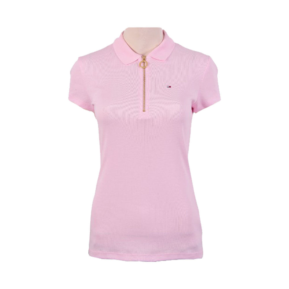 TH WOMEN S/S POLO SHIRT 76J1536-692 PNK M (IRS)