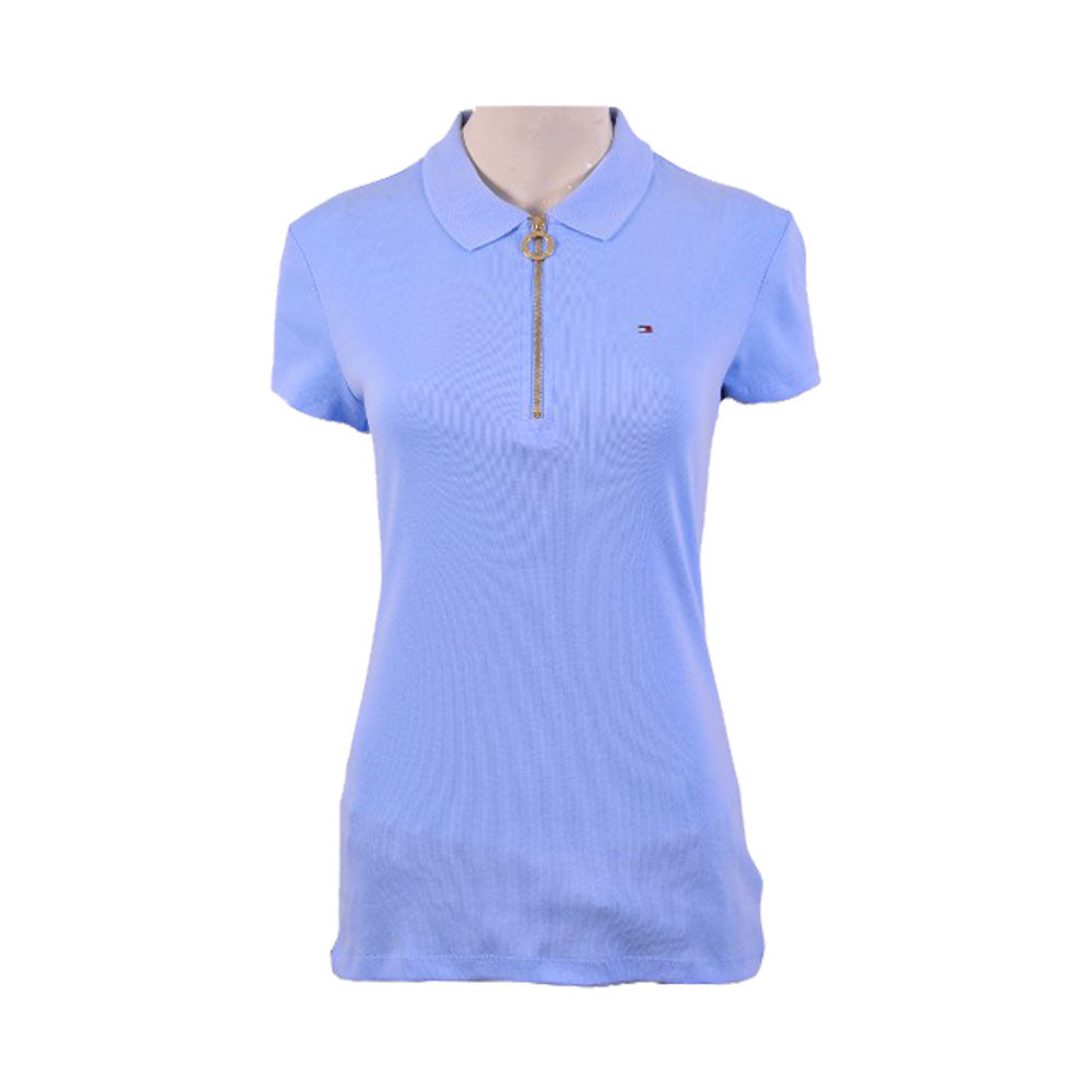 TH WOMEN S/S POLO SHIRT 76J1536-404 BLU L (IRS)