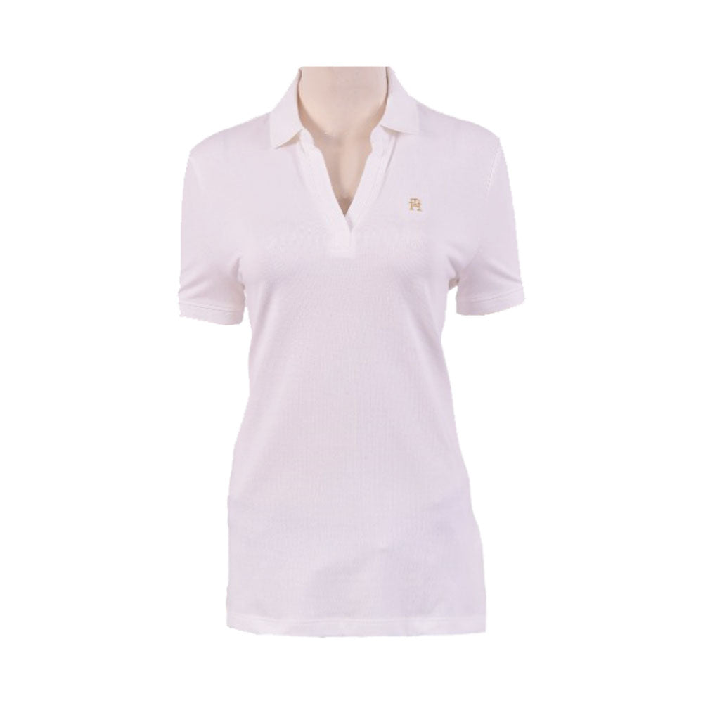 TH WOMEN S/S POLO SHIRT XW03950-101 WHT L (IRS)