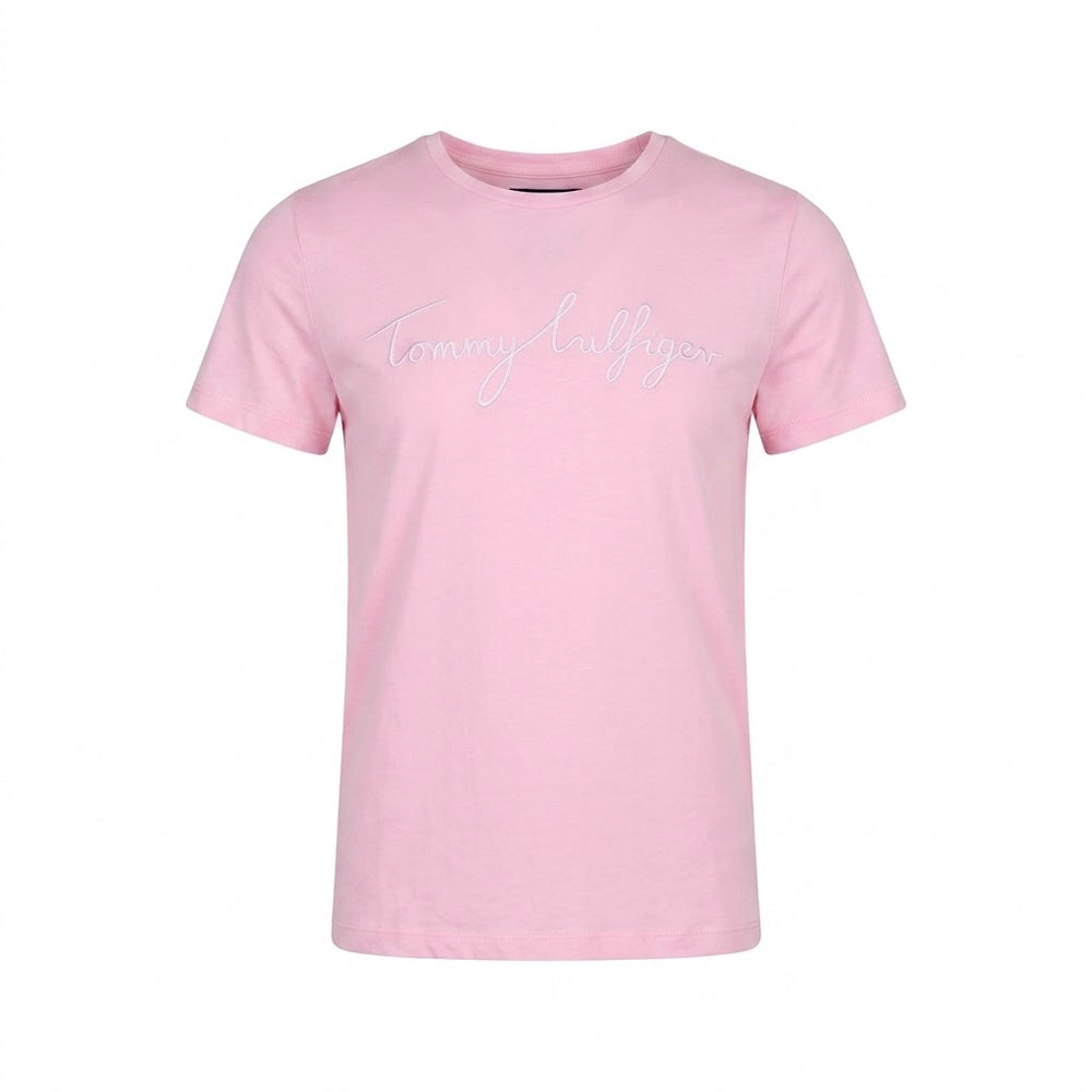 TH WOMEN S/S R.NECK SHIRT 76J5334-650 PNK M (IRS)