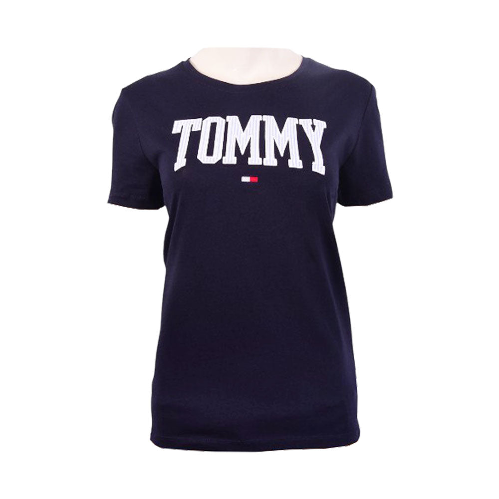 TH WOMEN S/S R.NECK SHIRT XW04782-400 NVY S (IRS)