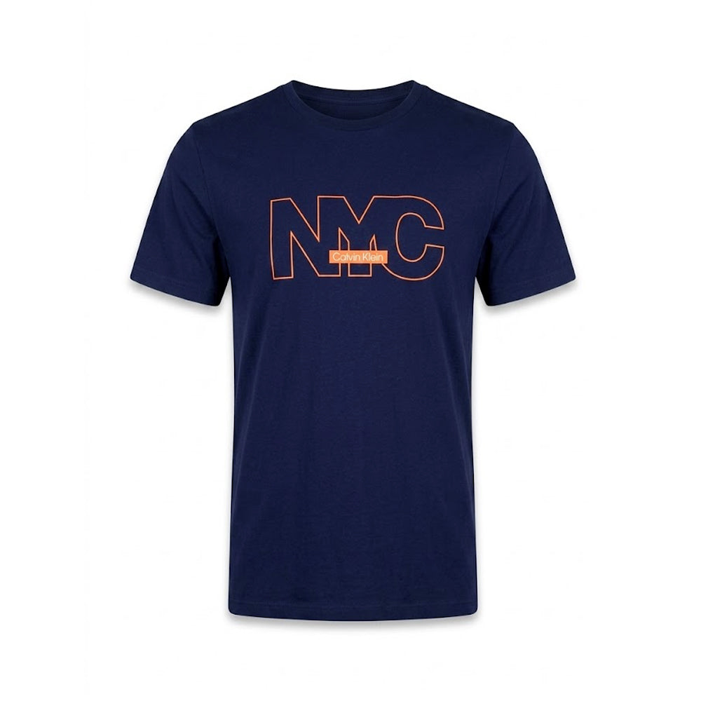 CK MEN S/S R.NECK SHIRT 609587 NVY S (IRS)