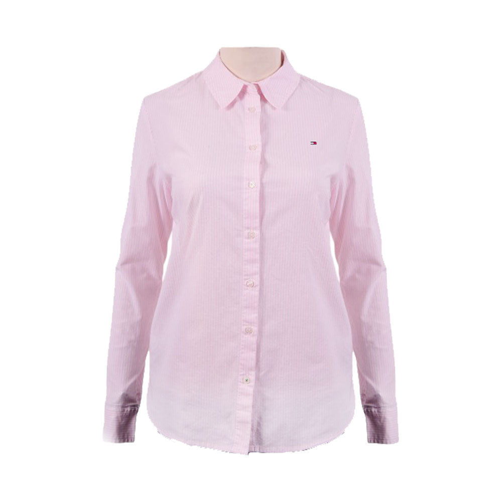 TH WOMEN L/S DRESS SHIRT 76J4827-690 PNK/WHT S (IR)