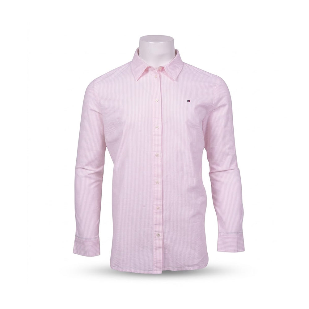 TH WOMEN L/S DRESS SHIRT 76J4827-690 PNK/WHT L (IR)
