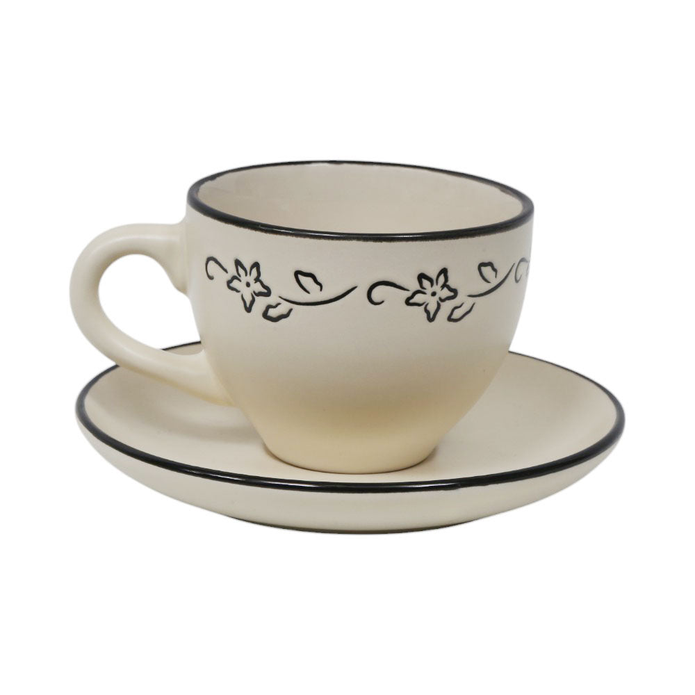 CUP & SAUCER STONEWARE WHITE MS (Pack 6)