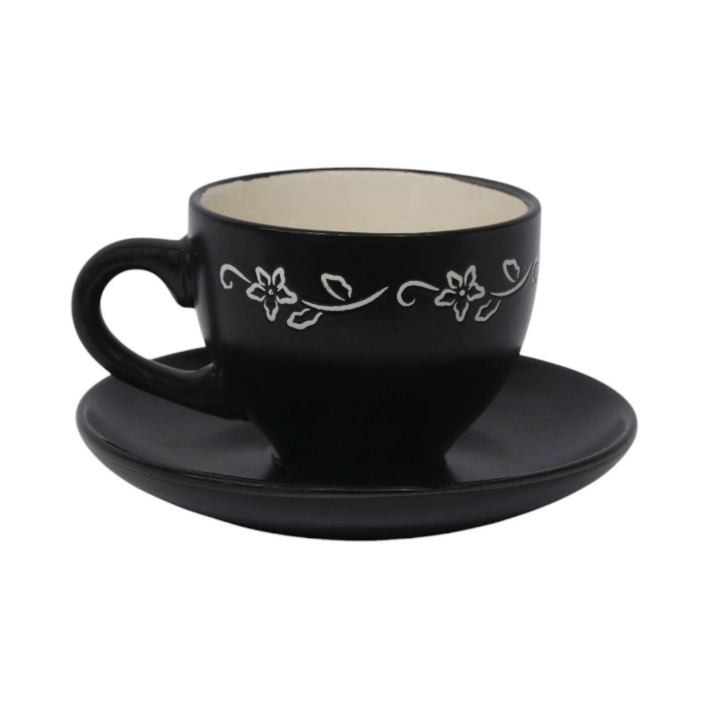 CUP & SAUCER STONEWARE BLACK MS (Pack of 6)