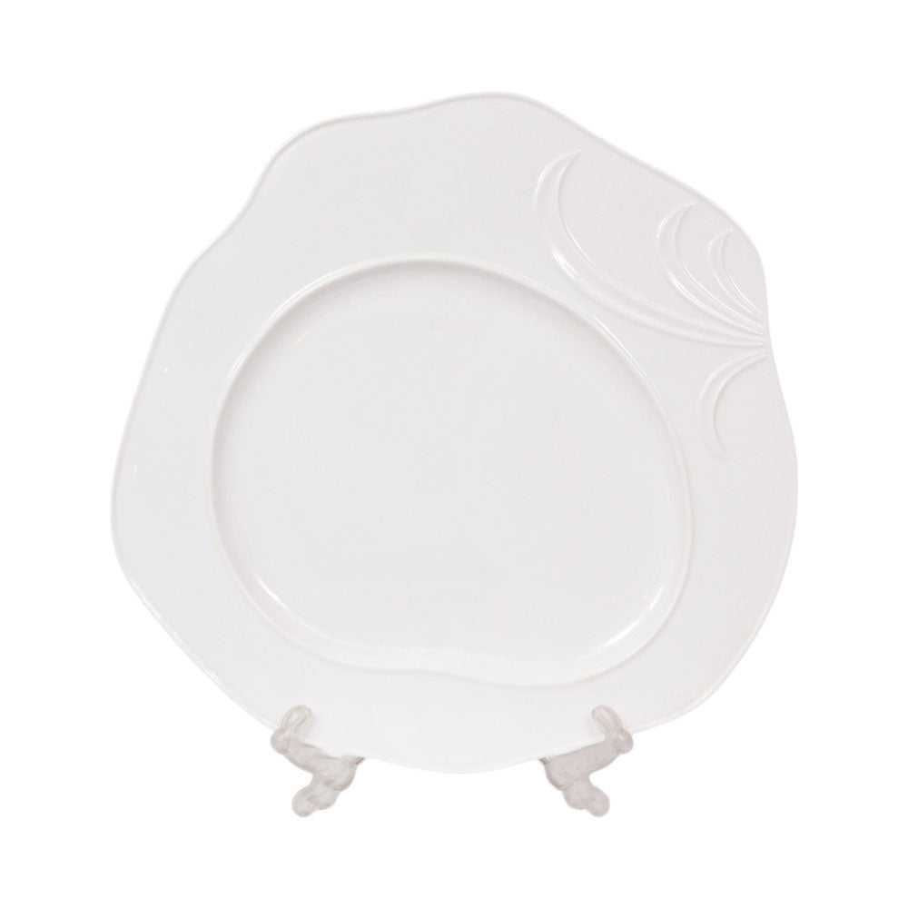 DISH WHITE PORCELAIN EMBOSSED ORCHID 14.5 INCH IR