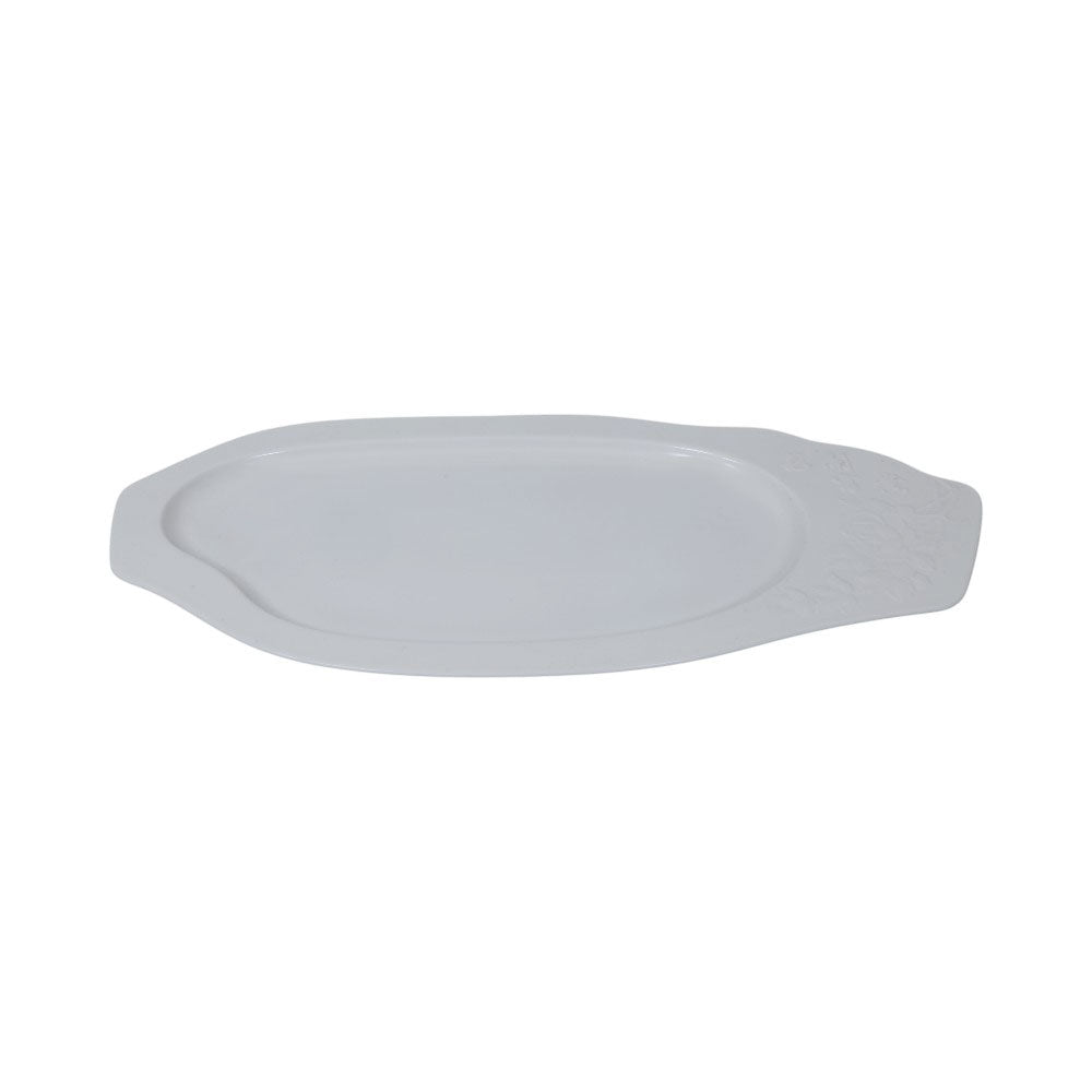 DISH WHITE PORCELAIN EMBOSSED ORCHID 16 INCH IR