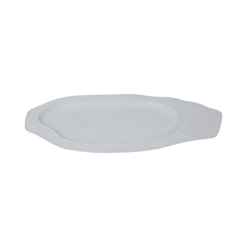 DISH WHITE PORCELAIN EMBOSSED ORCHID 18 INCH IR