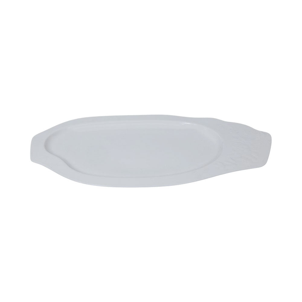 DISH WHITE PORCELAIN EMBOSSED ROSE 14 INCH IR
