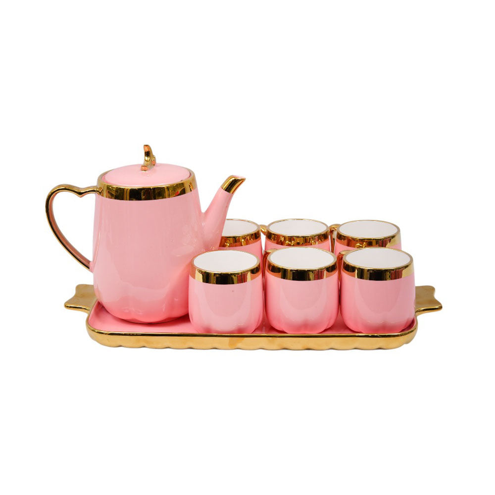 COFFEE SET 9PC CERAMIC XWY2126-5 PINK