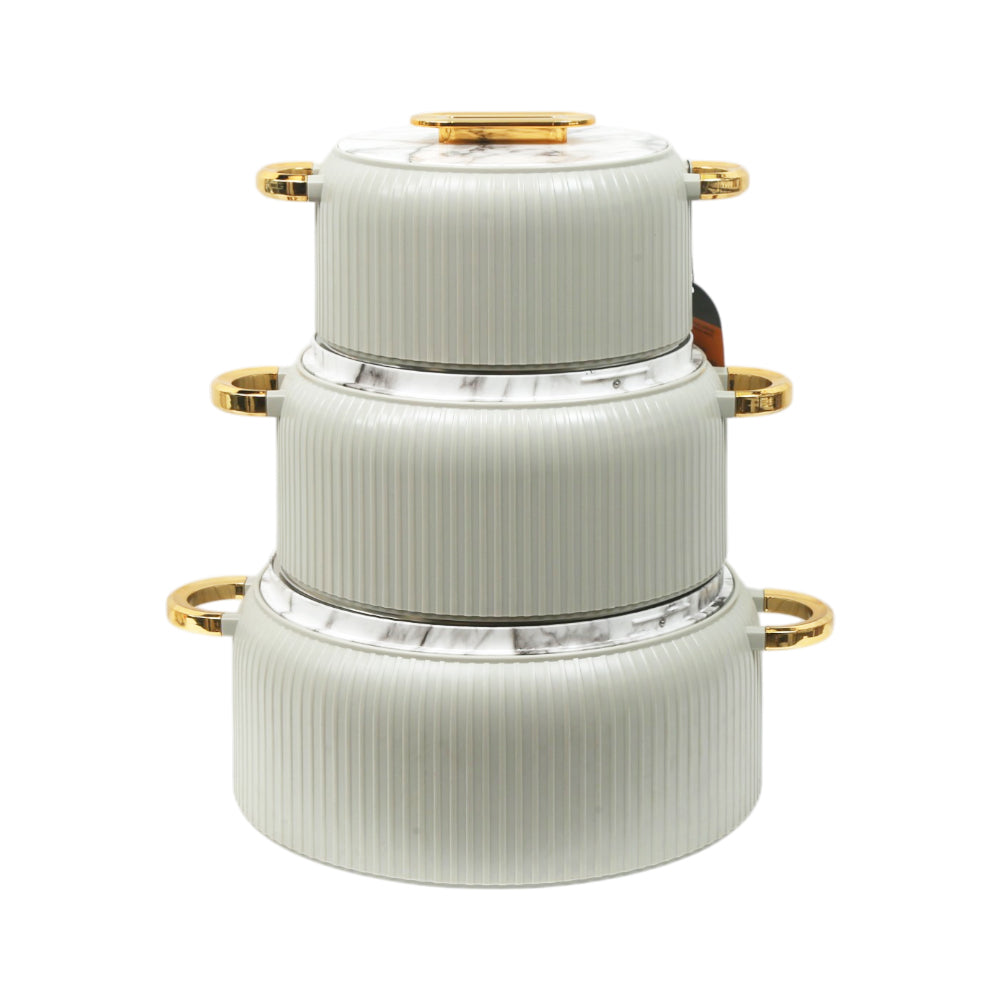 HOT POT SET 3PC FOREVER GOLD GRAY WITH WHITE EK200
