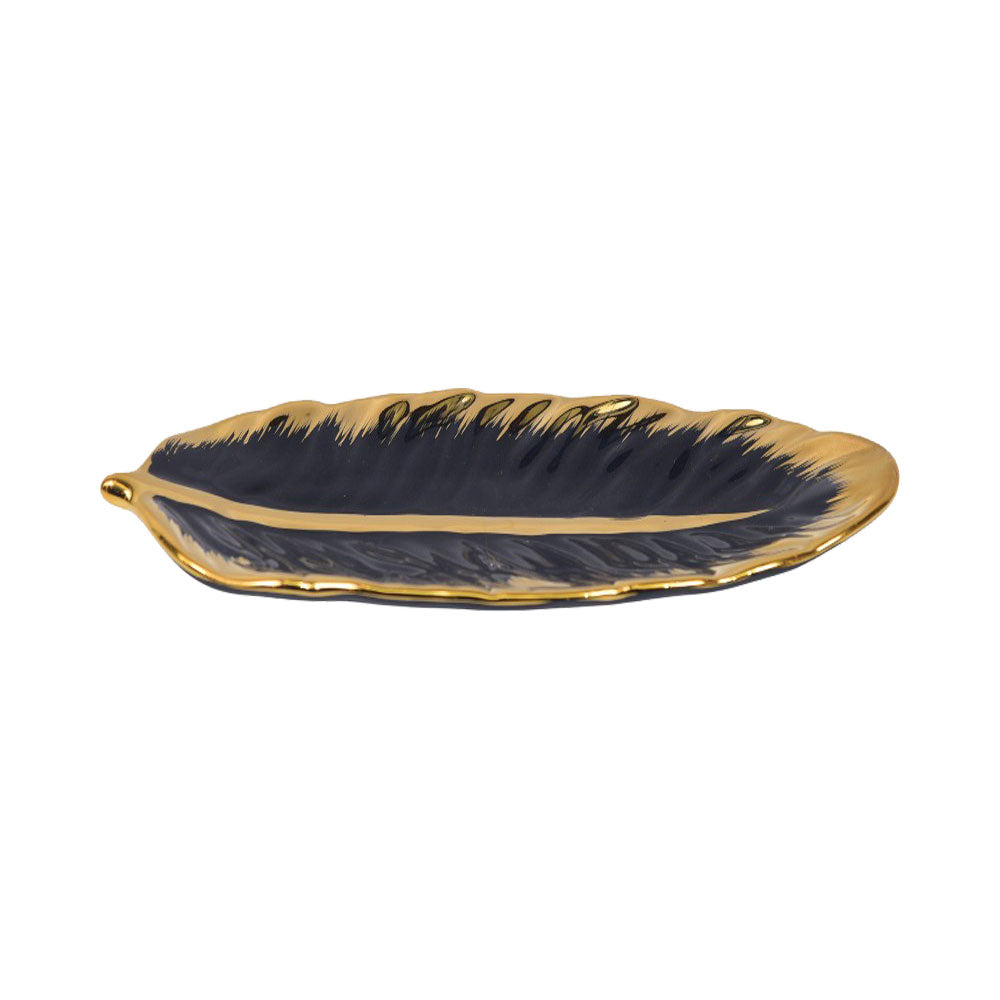 DISH PORCELAIN LEAF BLUE YLG0156B