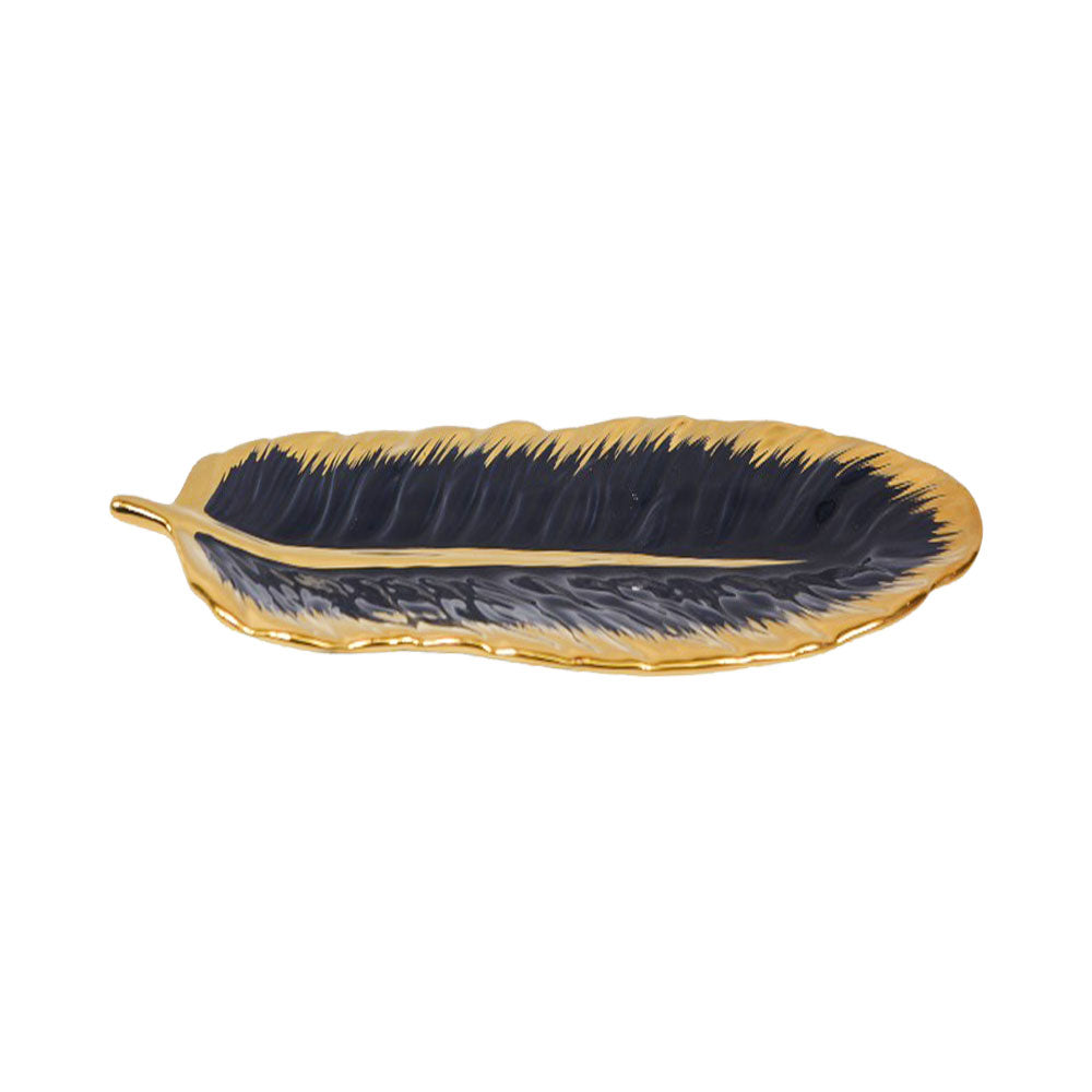 DISH PORCELAIN LEAF BLUE YLG0157B