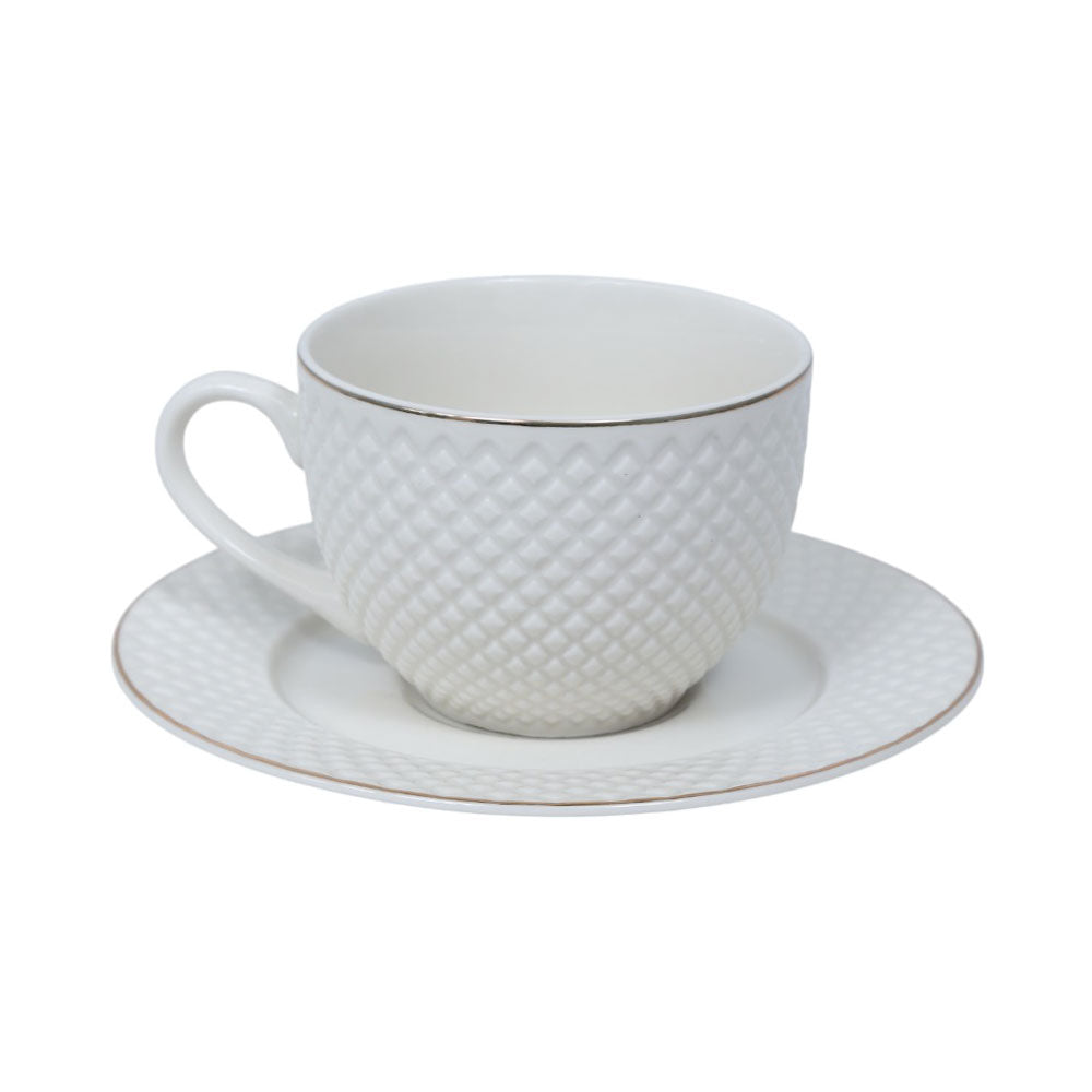 CUP & SAUCER WHITE PORCELAIN IR U219-226 (Pack 6)