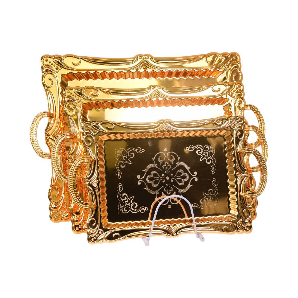 TRAY SET 3PC STEEL GOLDEN IR K56-62