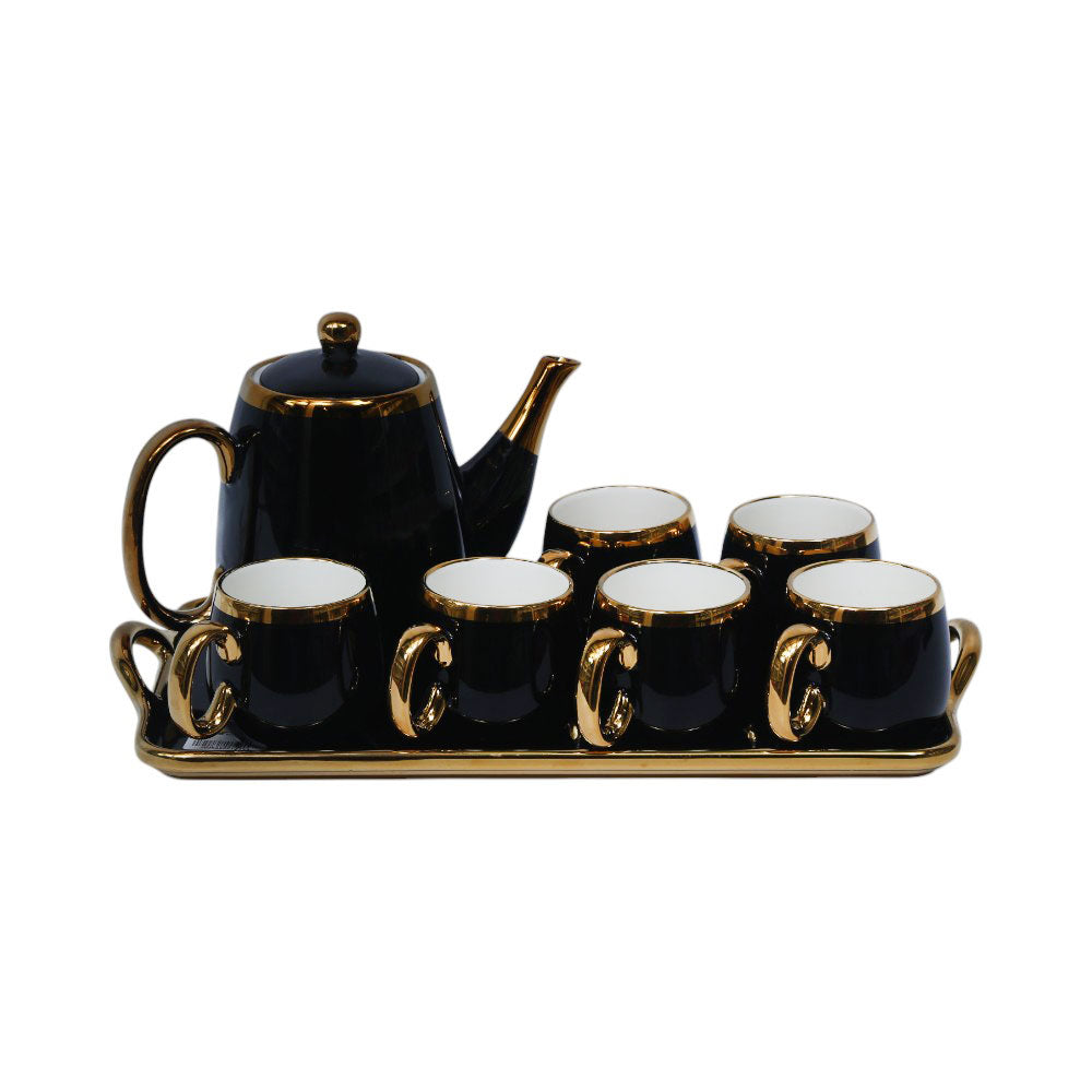 COFFEE SET 9PC CERAMIC YLG-3031-8P BLACK