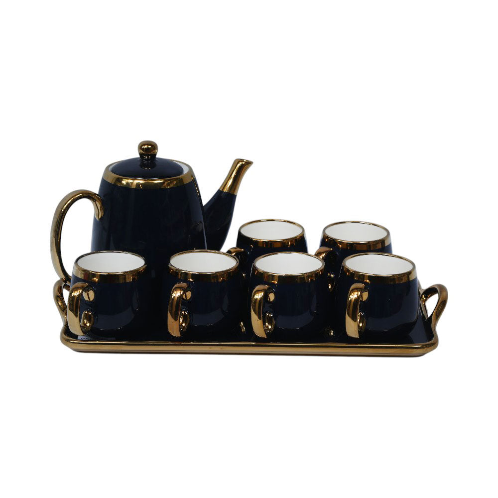 COFFEE SET 9PC CERAMIC YLG-3031-8P NAVY BLUE