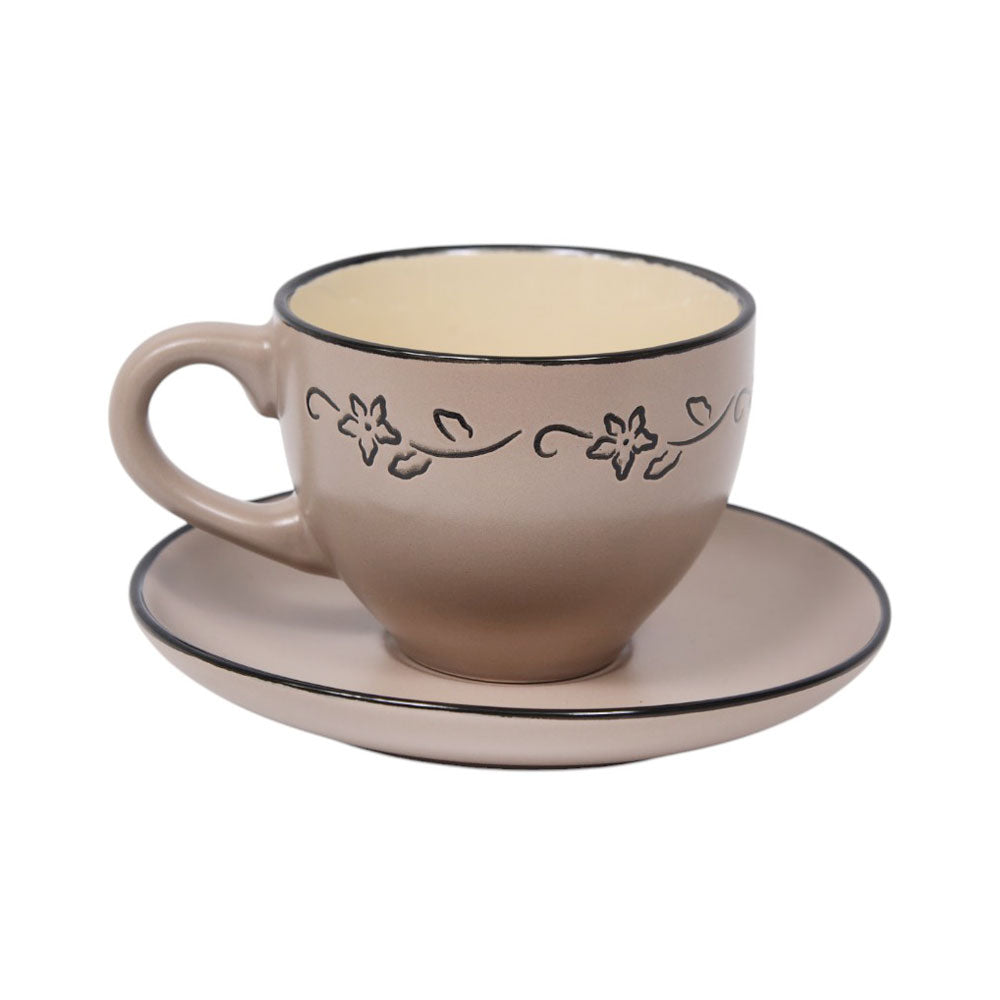 CUP & SAUCER STONEWARE COFFEE MS (Pack 6)