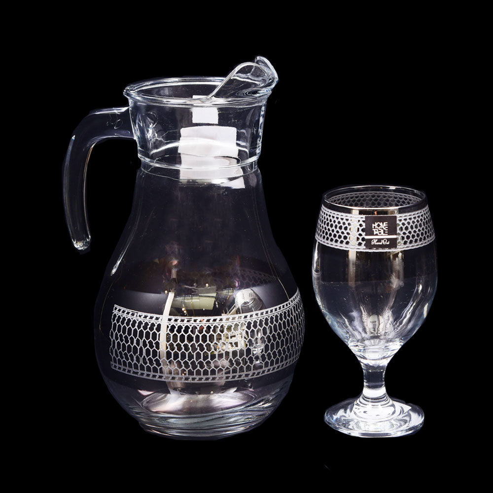 WATER SET 7PC PSB HAND CUT SILVER BISTRO 96817-HSA26