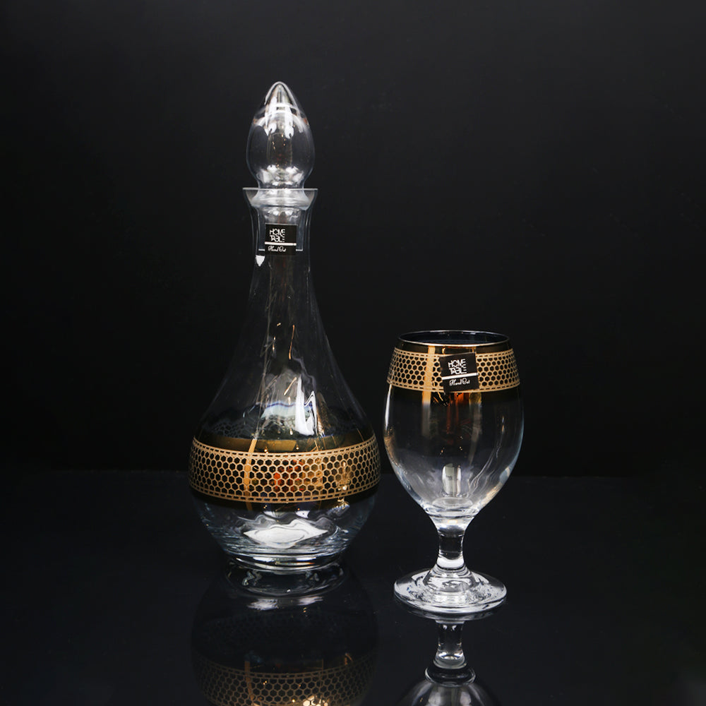 DECANDER SET 7PC PSB HAND CUT GOLD BISTRO 97817-HGA26