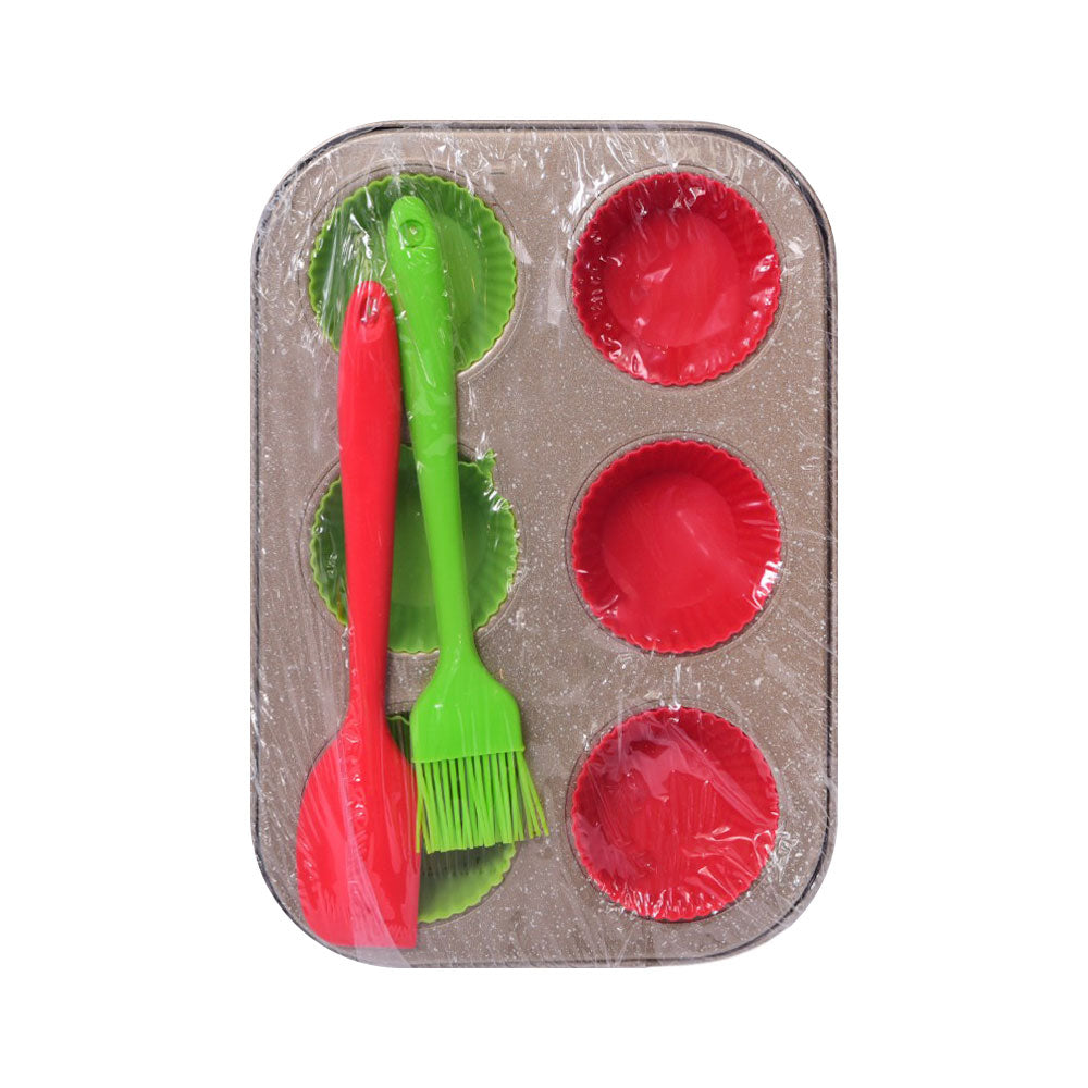 MUFFIN PAN 6 CUP WITH SPATULA IR Y78-80