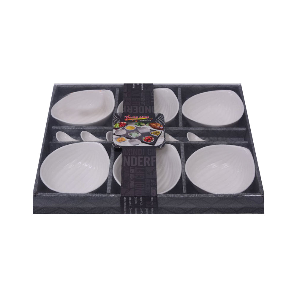 BOWL SET 6PC WITH SPOON PORCELAIN IR J11-2