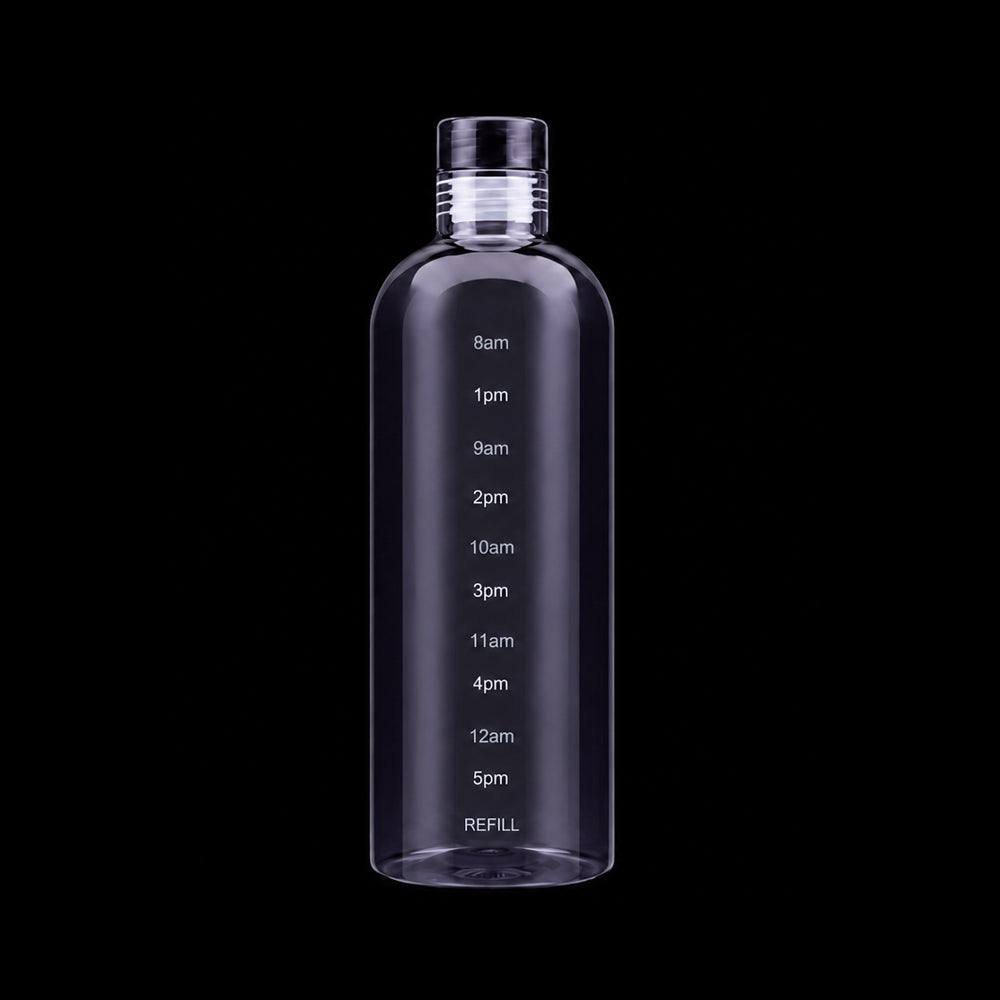WATER BOTTLE GLASS TIME MARKER 1000 ML 2-19