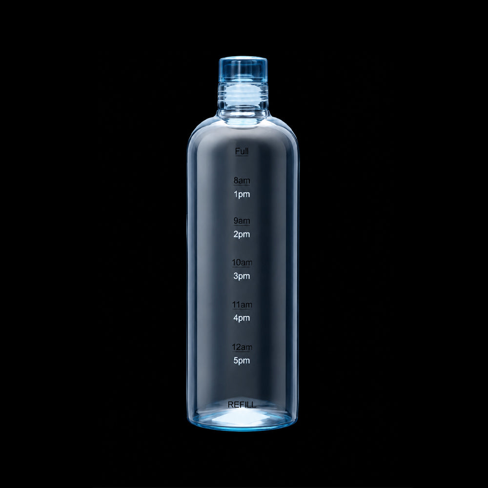 WATER BOTTLE GLASS TIME MARKER 1000 ML 2-20