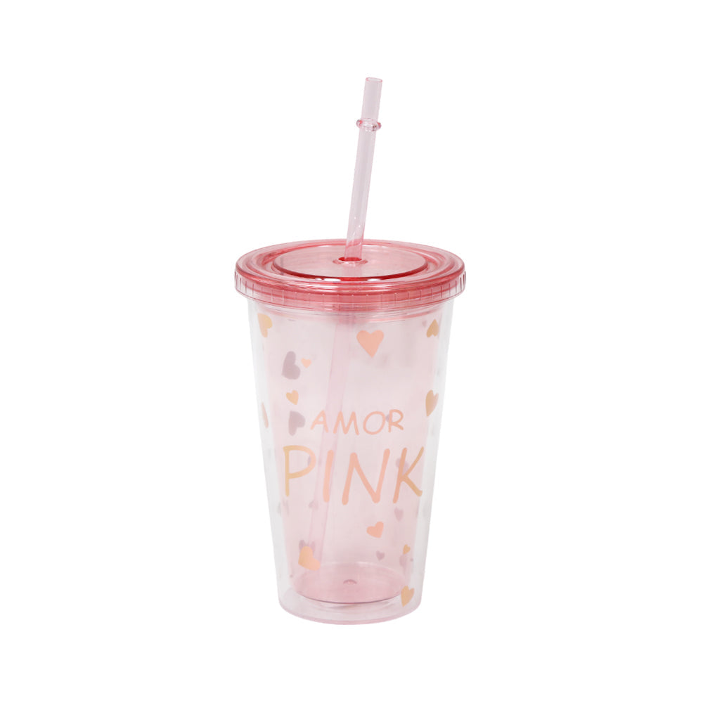 MUG WITH STRAW ACRYLIC 450 ML IR JL45077