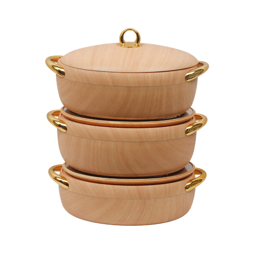 HOT POT SET 3PC FOREVER GOLD EC915T MARBLE LIGHT WOOD