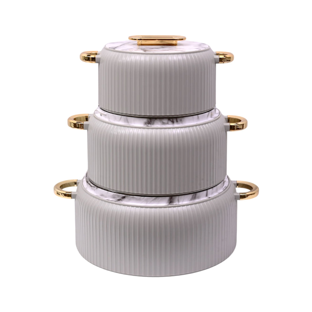 HOT POT SET 3PC FOREVER GOLD WHITE MARBEL EK200 WHITE