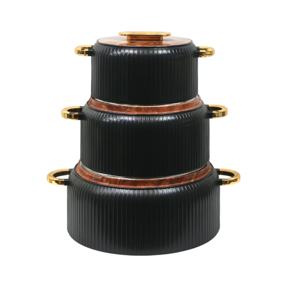 HOT POT SET 3PC FOREVER GOLD BROWN MARBEL EK200 BLACK